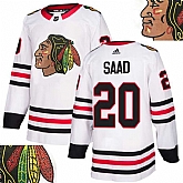 Blackhawks #20 Saad White With Special Glittery Logo Adidas Jersey,baseball caps,new era cap wholesale,wholesale hats